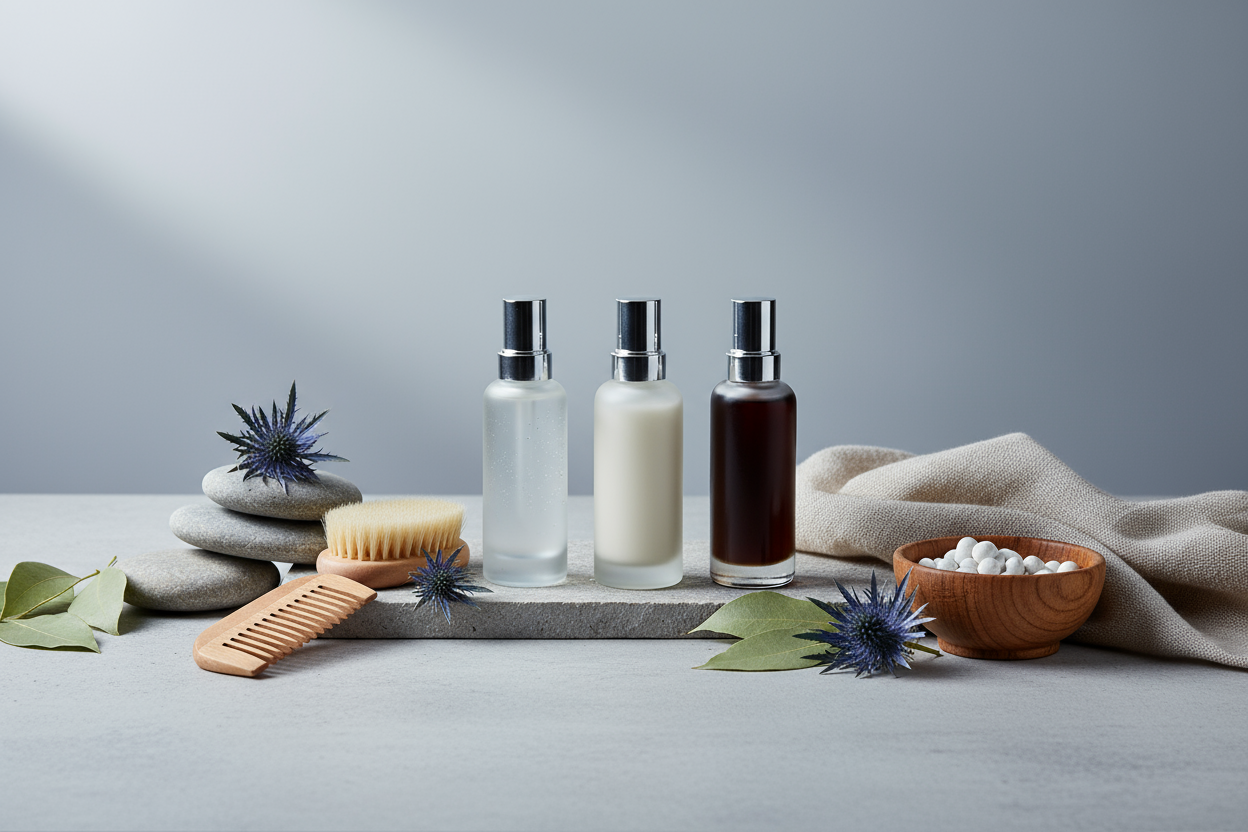 Create a header image for the men beauty product page and it sould be acorng to the color of th theme that is #A6BFC7 and should not contain any text